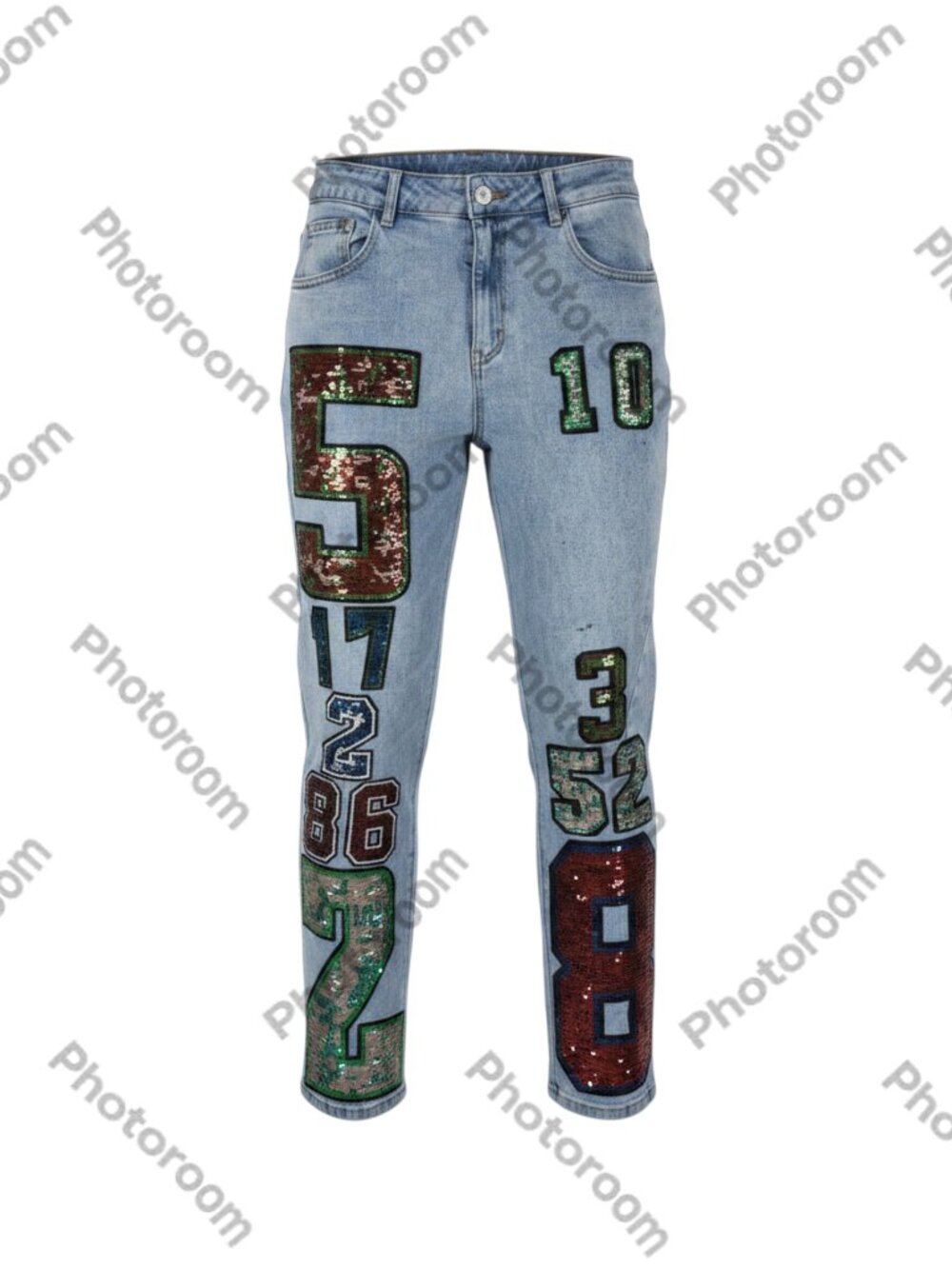 AKIRA Blue Women's Sequin Patch Decor Jeans M